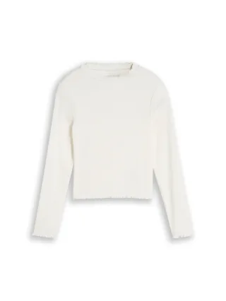 tom tailor kids - Cropped Shirt mit Rippstruktur whisper white - Gr. - 164