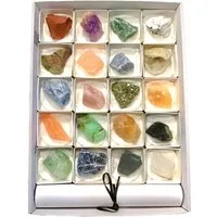 Steinfixx® Mineralstein Premium Mineraliensammlung Rohsteine aus aller Welt - 20 teilig, (schöne weiße Box, handmade, 1-St., AAA-Qualität), inkl. DIN-A4-Informationsblatt