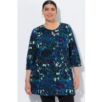 Ulla Popken Longshirt Longshirt Batikmuster Rundhalsausschnitt 3/4-Arm