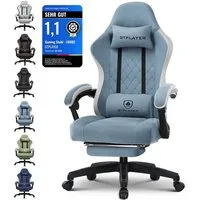GTPLAYER Gaming-Stuhl Ergonomischer Gaming Sessel Schreibtischstuhl aus Stoff/Kunstleder (Pacekung), Federsitzkissen mit Fußstütze