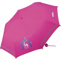 Scout Stockregenschirm Scout Kinder-Taschenschirm mit reflektierenden Streifen pink Einhorn