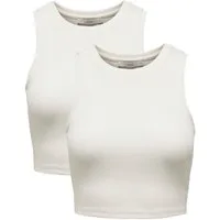 ONLY Shirttop Cropped Tank 2-er Stück Pack Kurzes Basic Set ONLVILMA (2-tlg) ONLVILMA S/L CROPPED TANK TOP JRS NOOS
