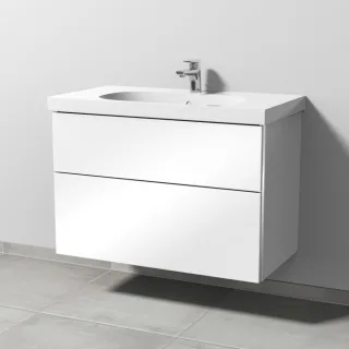 Sanipa 3way Waschtischunterbau zu Geberit Acanto Waschtisch mit 2 Auszügen, Weiß-Glanz BS41878
