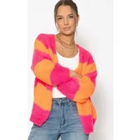 SASSYCLASSY Cardigan Gestreifter Oversize Cardigan für Damen Lockerer Cardigan aus weichem Strick mit Rippbündchen