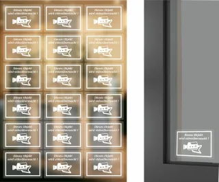 18 Stück DIN A4 Stickerbogen, Objekt wird videoüberwacht Aufkleber auf transparente Folie zur Verklebung von Außen