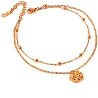Kim Johanson Fußkette Rose Blüte, aus Edelstahl