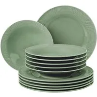 Seltmann Weiden Tafelservice Teller Set, Geschirr-Set Beat (12-tlg), 6 Personen, Porzellan, mit Rillendekor, 12 Teile, für 6 Personen