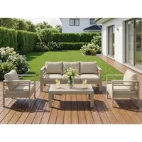 MeXo Gartenlounge-Set Gartenmöbel Set 4-5 Personen Aluminium Wetterfest, (12cm Deluxe Relax-Sitzkissen, 4-tlg., Belastbarkeit pro Sitzplatz 140kg), Lounge Gartenmöbelset mit Tisch, Luxus Relax