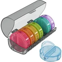 Wellgro Pillendose runde Tablettenbox für 7 Tage mit Druckverschluss