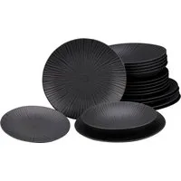 CreaTable Teller-Set Vesuvio, Teller Set 18-tlg. (18-tlg), 6 Personen, Steinzeug, Eleganz, Vulkanoptik