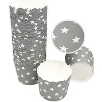 Frau WUNDERVoll Muffinform 25 Muffin Backformen grau mit weissen Sternen, Ø 5 cm, Höhe 4,5cm, (25-tlg)