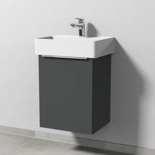 Sanipa 3way Waschtischunterbau zu Duravit Dura Square Waschtisch mit 1 Tür, Anthrazit-Matt UM42422