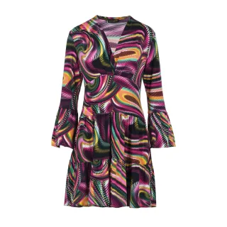 Print Maulbeer-Jersey-Stufenkleid