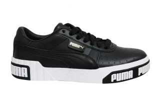 Puma Cali Bold Womens Trainer Schwarz weiße Leder Schnürschuhe 370811 03