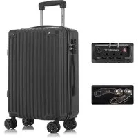 YONSLY Trolley Premium Hartschalen-Reisekoffer Trolley Handgepäck, 4 Rollen, TSA-Schloss, YKK-Reißverschluss, ABS-Hartschale, Aluminium