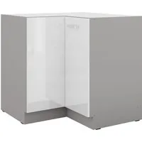 Küchen-Preisbombe Eckunterschrank 90x90 cm Küche Bianca Weiß Hochglanz + Grau Küchenzeile Küchenblock