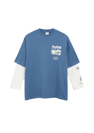 s.Oliver - T-Shirt blau/weiß - Gr. - 164