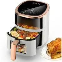 oyajia Heißluftfritteuse Heißluftfritteuse 6L mit Sichtfenster Airfyer 1 kg Fassungsvermögen, 1800,00 W, bis 200°C, 8 Programme Heissluftfritteuse Easy Air Fryer Braten Rösten