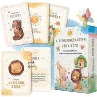 Eulentaler Spiel I 44 Affirmationskarten für Kinder I Für mehr Mut & Selbstvertrauen, entwickelt von Erzieherinnen, handgemalt mit Erklärbuch und tollen Übungen