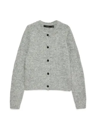 VERO MODA - VMNOVAH LS O-NECK BUTTON CARDI GA NOOS Medium Grey Melange - Gr. - S