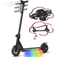 Vankel Elektro-Kinderroller ab 10 Jahren, klappbar, EBS+Fußbremse, farbiger Beleuchtung, mit Haken, 14km/h, E-Scooter für Kinder, 10-15km, höhenverstellbar