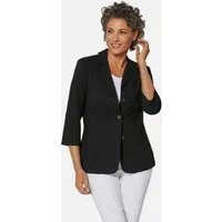 GOLDNER Jackenblazer Kurzgröße: Baumwollblazer mit Reverskragen Leichte Jerseyjacke mit 3/4-Ärmeln, Teilungsnähten und Knöpfen