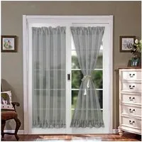 BTTO V&G Türvorhang Türvorhang Weiß/Grau,Französisch Tür Vorhang,Voile Kurze Vorhänge (1 St), halbtransparent, Kräuselband