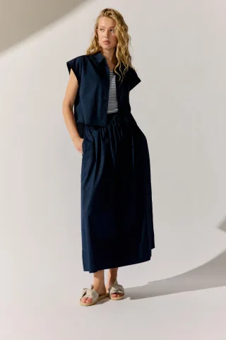 THE FASHION PEOPLE - Skirt Poplin Solid night blue - Gr. - 38
