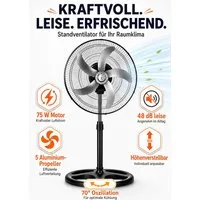 Ertex Standventilator Standventilator 75W Ø46cm Ventilator, höhe bis 130 cm STARK