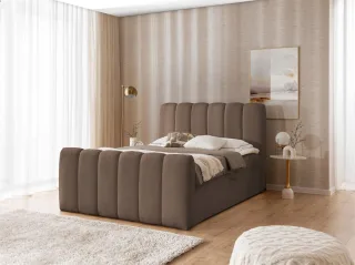 Boxspringbett Schlafzimmerbett DENIS PREMIUM 140x200cm Stoff Catch Me Braun