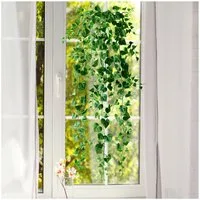 Agger Fenstersticker Herabfallende grüne Blätter Fensterfolie, dekorative Fensteraufkleber, Schaufensterfolie, grüne Fensterfolie, selbsthaftend ohne Klebstoff
