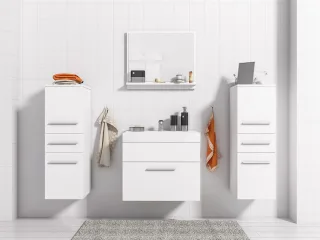 Badmöbel Set 5-Tlg Weiss matt LIVO XS inkl.Waschtisch