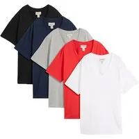 bonprix Longshirt (Packung, 5-tlg) lockere Passform, Kurzarm, mit V-Ausschnitt, unifarben