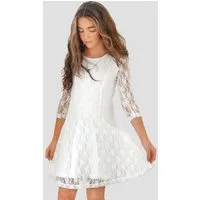 KIDSWORLD Jerseykleid - Spitzenkleid festliche Anlässe, knielang, aus Spitze und Jersey, 3/4-Ärmel