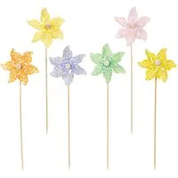 Florists Products Vogelabwehr-Windmühle Blumenstecker Windmühle Gartendeko Frühling Außenbereich, 12 Stück