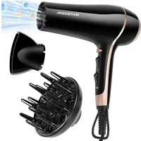 Aigostar Ionic-Haartrockner 2 Geschwindigkeit / 3 Hitze / Kühle Taste, mit Diffuser & Concentrator, 2400,00 W, 2400W Gleichstrommotor, Negative Ionenfunktion, infach zu Speichern