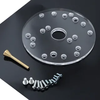 Universal Router Base Plate Acrylic 7mm Thick with Brass Centering Pin and 11 Template Bushings for Precise Woodworking
