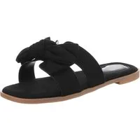 Ital-Design Damen Sandalen mit Knoten für Sommerfreizeit Pantolette (89368592) Blockabsatz Pantoletten in Schwarz