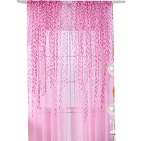Agger Gardine (2 St)halbtransparent,transparent Stickerei Weidenblatt-Gaze Vorhang, Weidenblatt-Rankenmuster – geeignet für Wohnzimmer, Schlafzimmer.