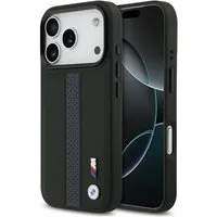 BMW Handyhülle MagSafe iPhone 17 Pro Kunstleder schwarz blau Logo Metall 6,3 Zoll, Kantenschutz