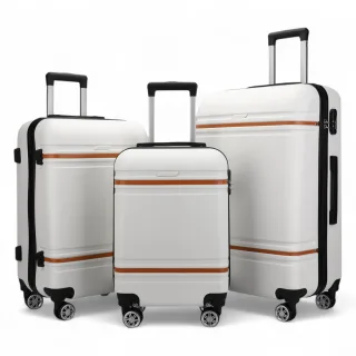 Hartschalen-Creme-Weiß-Kabinenkoffer-Set Robustes ABS Leichtgewicht Reisegepäck Urlaubstasche