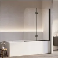 AmuseVera Badewannenfaltwand Duschwand für Badewanne Badewannenaufsatz 2 tlg 3 tlg Schwarz/Chrome, ESG Sicherheistsglas, (Set, 180° schwenkbar Faltwand Dusche Duschtrennwand Faltbar), Faltwand Duschwand Badewanne 2 teilig 180° schwenkbar