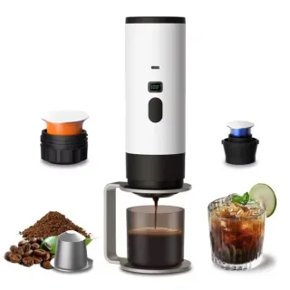 [EU Direct] NovuLife 3-in-1 Portable Electric Coffee Machine Capsule Coffee Maker with Wireless Heating Function, Suitab