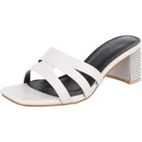 Ital-Design Damen Pantolette mit Blockabsatz und breiten Riemen Pantolette (91971114) Blockabsatz Sandalen & Sandaletten in Weiß