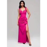 OMBRE Abendkleid Elegantes Maxikleid mit V-Ausschnitt und Drapierung Hoher Schlitz auf der Seite