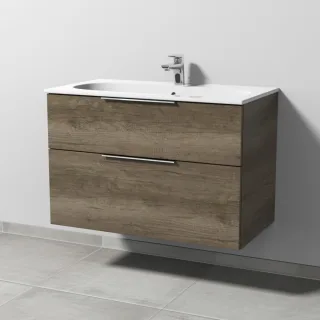 Sanipa 3way Waschtischunterbau zu Geberit Acanto Slim Waschtisch mit 2 Auszügen, Eiche-Nebraska UM41237