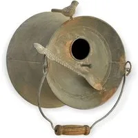 DanDiBo Vogelhaus zum Aufhängen Metall Deko Pott Eimer wetterfest 481997, Nistkasten Futterstation für Vögel Shabby Metalleimer Bottich Balkon