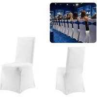 FIVMEN Stuhlhusse Stretch Stuhlhussen Universell Passform Modernes Design Weiß/Grau, Stuhlbezug für Hochzeit Taufe Geburtstagsfeier Dekoration