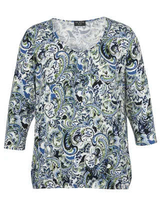 VIA APPIA DUE - T-Shirt Rundhals 3/4 Arm Druck indigo multicolor - Gr. - 54
