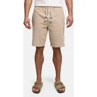 Indicode Leinenhose Herren INLino Leinen Shorts mit Kordelzugbund mit elastischem Bund und Bindekordel in sommerlich leichter Qualität